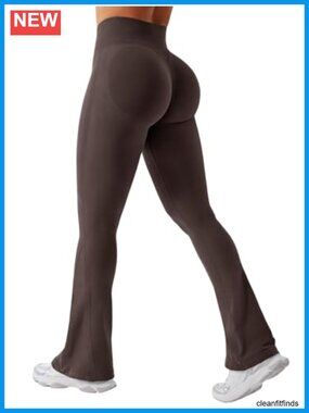 Seamless Booty Lifting Mini Flare Leggings High Waisted Yoga Pants Activewear